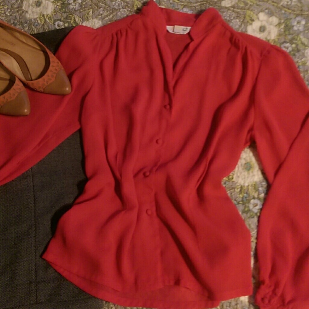 Vintage Red Blouse - Picture 1 of 5